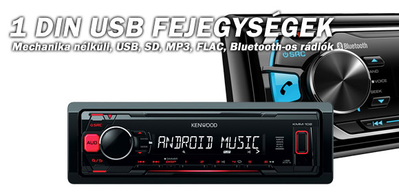 1 DIN Mechanika nélküli USB Fejegységek